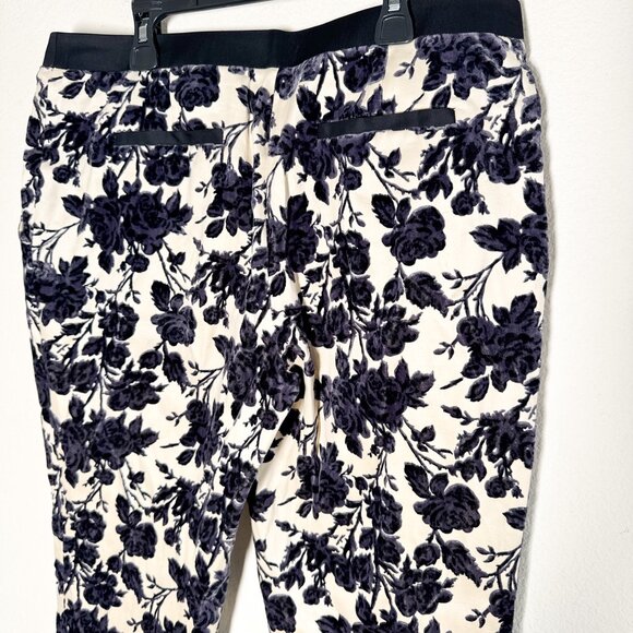 Tory Burch Dayton Floral Velvet Pants Size 8 Ivory Purple Flocked - Picture 11 of 16